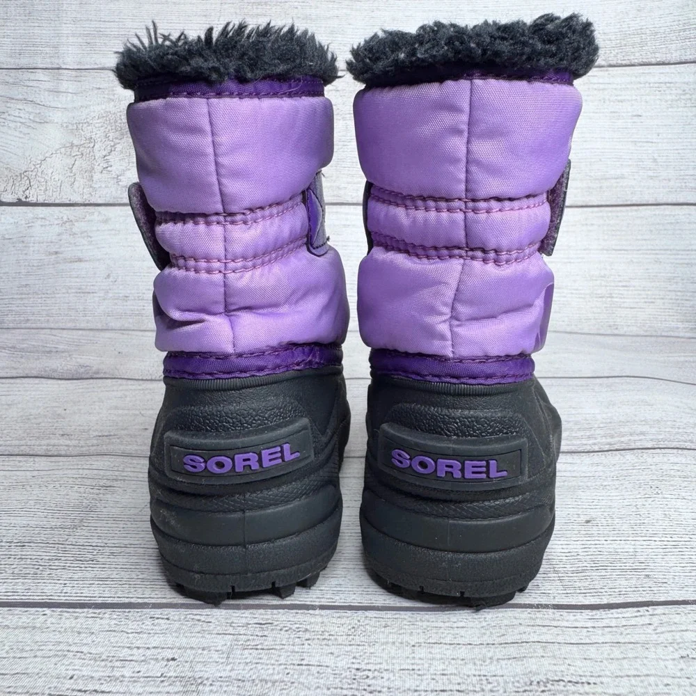 Sorel Snow Commander Toddler 6 Purple Black Winter Boots NV5190-514 Waterproof‎